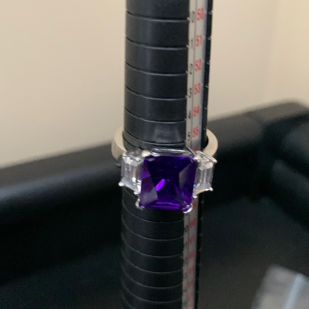 925 SS created amethyst and CZ. ring